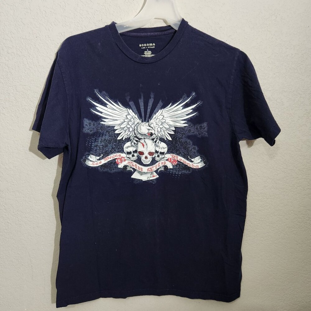 Sonoma Graphic Shirt Skull & Wings Design Las Vegas Sin City Theme Mens L - Picture 1 of 8